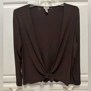 Chico’s Easywear Brown Ribbed Open Tie Front Cardigan Women Size XL Chico’s 3